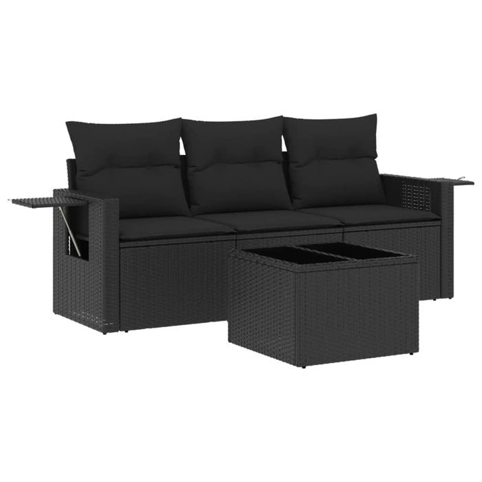 Set Divani da Giardino 4 pz con Cuscini Nero in Polyrattan 3252202