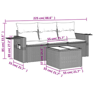 Set Divano da Giardino 4 pz con Cuscini Beige in Polyrattan 3252205