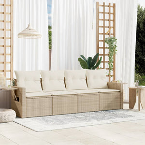 Set Divano da Giardino 4 pz con Cuscini Beige in Polyrattancod mxl 88856