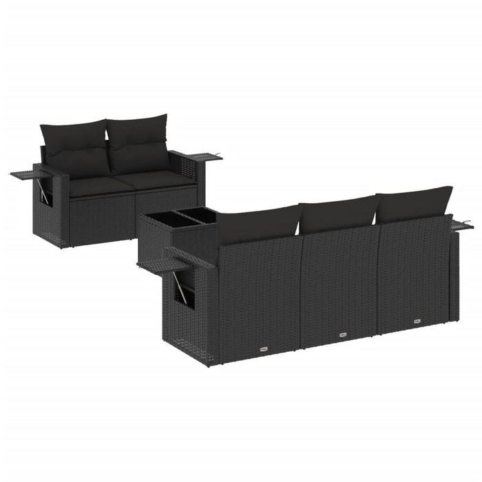 Set Divano da Giardino 6 pz con Cuscini Nero in Polyrattan 3252232