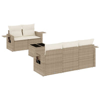 Set Divano da Giardino 6 pz con Cuscini Beige in Polyrattan 3252235