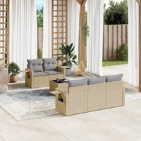 Set Divano da Giardino 6 pz con Cuscini Beige in Polyrattan 3252236