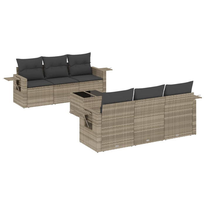 Set Divani da Giardino 7pz con Cuscini Grigio Chiaro Polyrattan 3252249