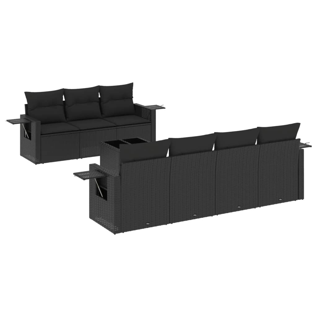 Set Divani da Giardino con Cuscini 8 pz Nero in Polyrattancod mxl 88093