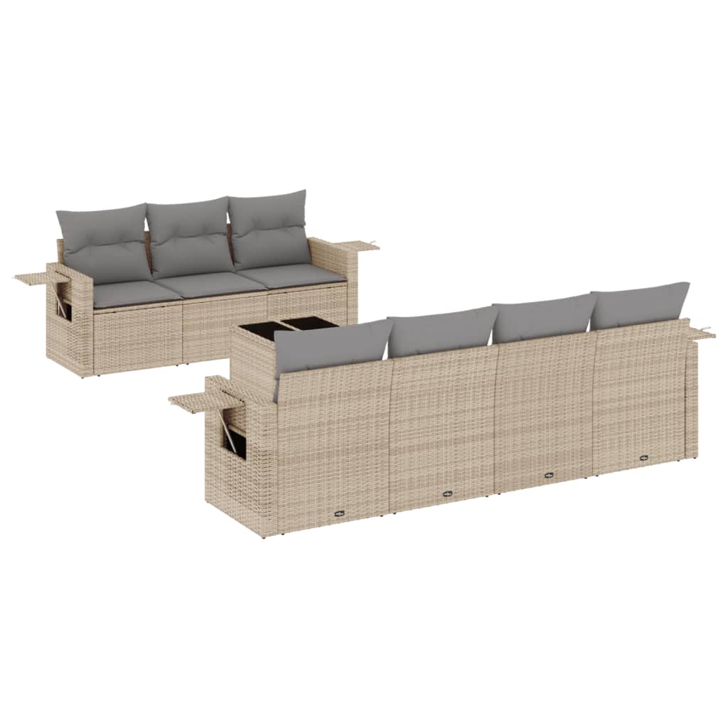 Set Divano da Giardino 8 pz con Cuscini Beige in Polyrattan 3252266