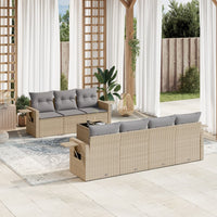 Set Divano da Giardino 8 pz con Cuscini Beige in Polyrattan 3252266