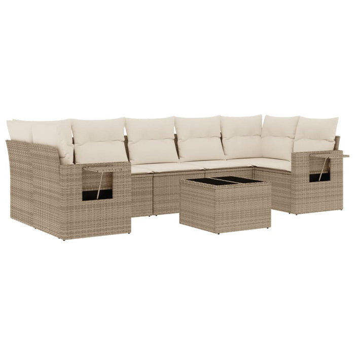 Set Divano da Giardino 8 pz con Cuscini Beige in Polyrattancod mxl 112120