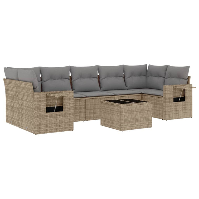 Set Divano da Giardino 8 pz con Cuscini Beige in Polyrattan 3252276