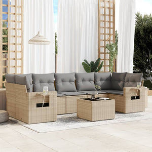 Set Divano da Giardino 8 pz con Cuscini Beige in Polyrattan 3252276