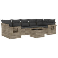 Set Divano da Giardino 8pz con Cuscini Grigio Chiaro Polyrattan 3252279