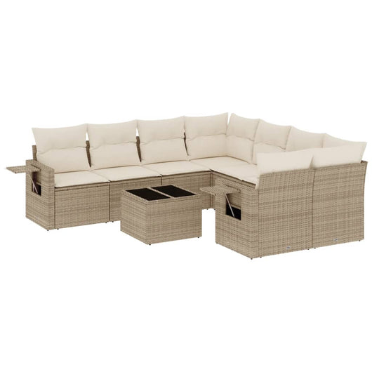 Set Divano da Giardino 9 pz con Cuscini Beige in Polyrattancod mxl 88091