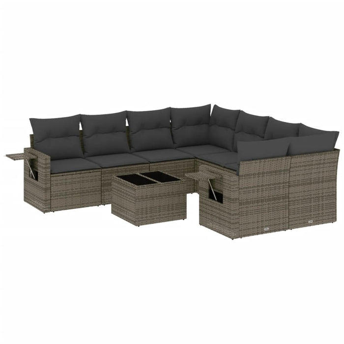 Set Divano da Giardino 9 pz con Cuscini Grigio in Polyrattan 3252297