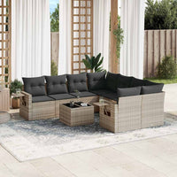 Set Divano da Giardino 9pz con Cuscini Grigio Chiaro Polyrattan 3252299