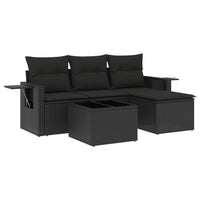 Set Divani da Giardino 4 pz con Cuscini Nero in Polyrattancod mxl 92995