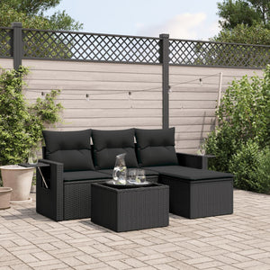 Set Divani da Giardino 4 pz con Cuscini Nero in Polyrattancod mxl 92995