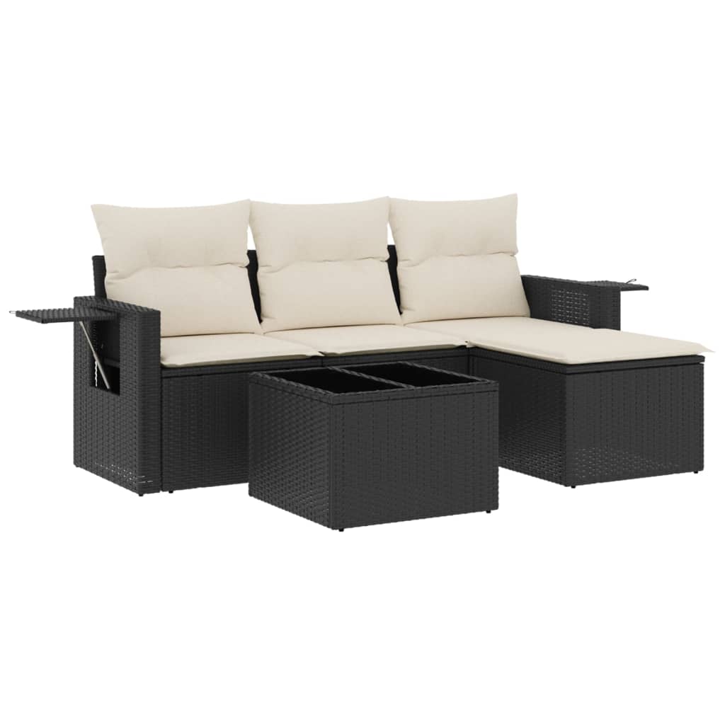 Set Divani da Giardino 4 pz con Cuscini Nero in Polyrattan 3252403