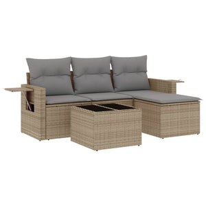 Set Divano da Giardino 4 pz con Cuscini Beige in Polyrattan 3252406