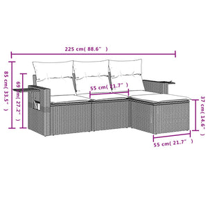 Set Divano da Giardino 4 pz con Cuscini Beige in Polyrattan 3252406