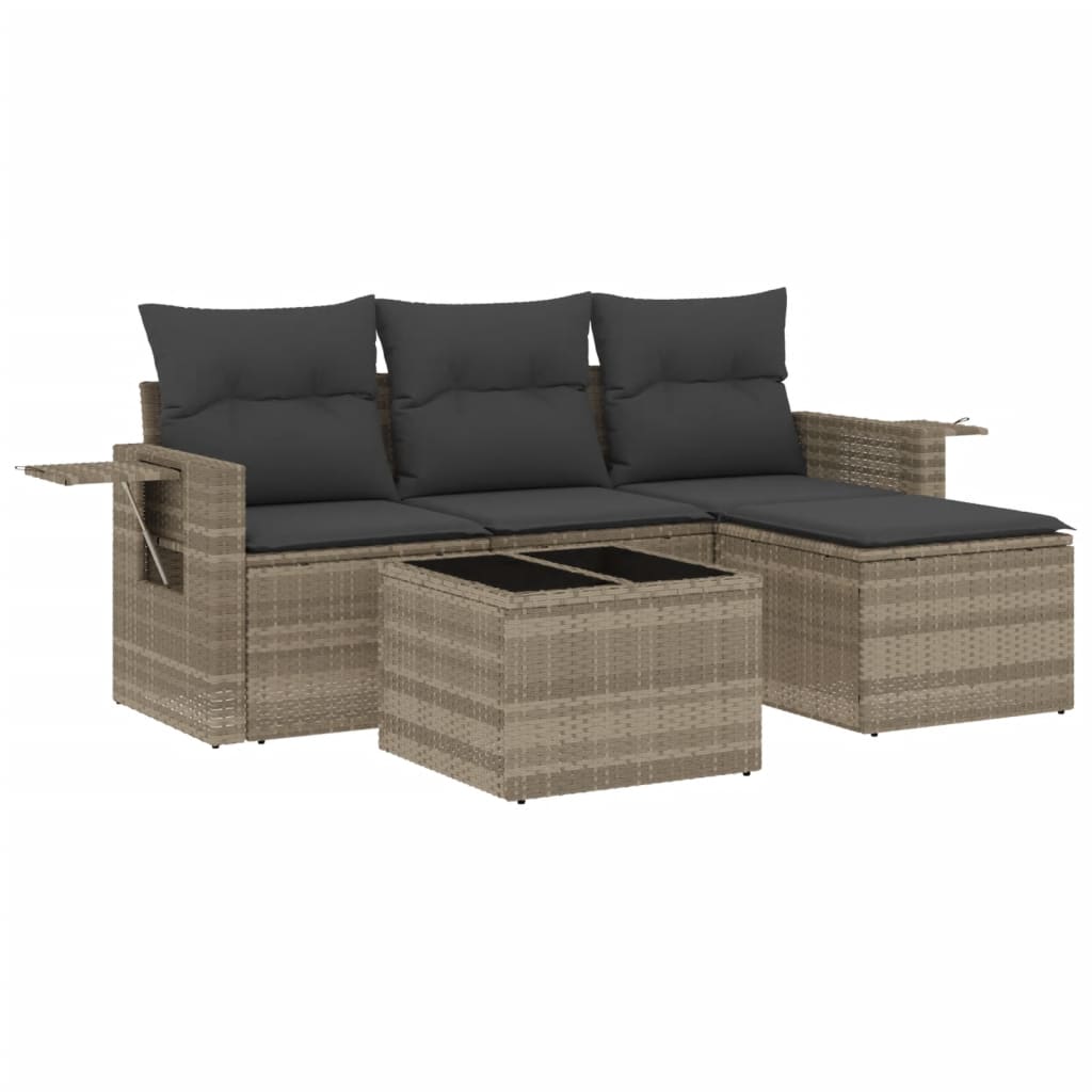 Set Divano da Giardino 4pz con Cuscini Grigio Chiaro Polyrattan 3252409