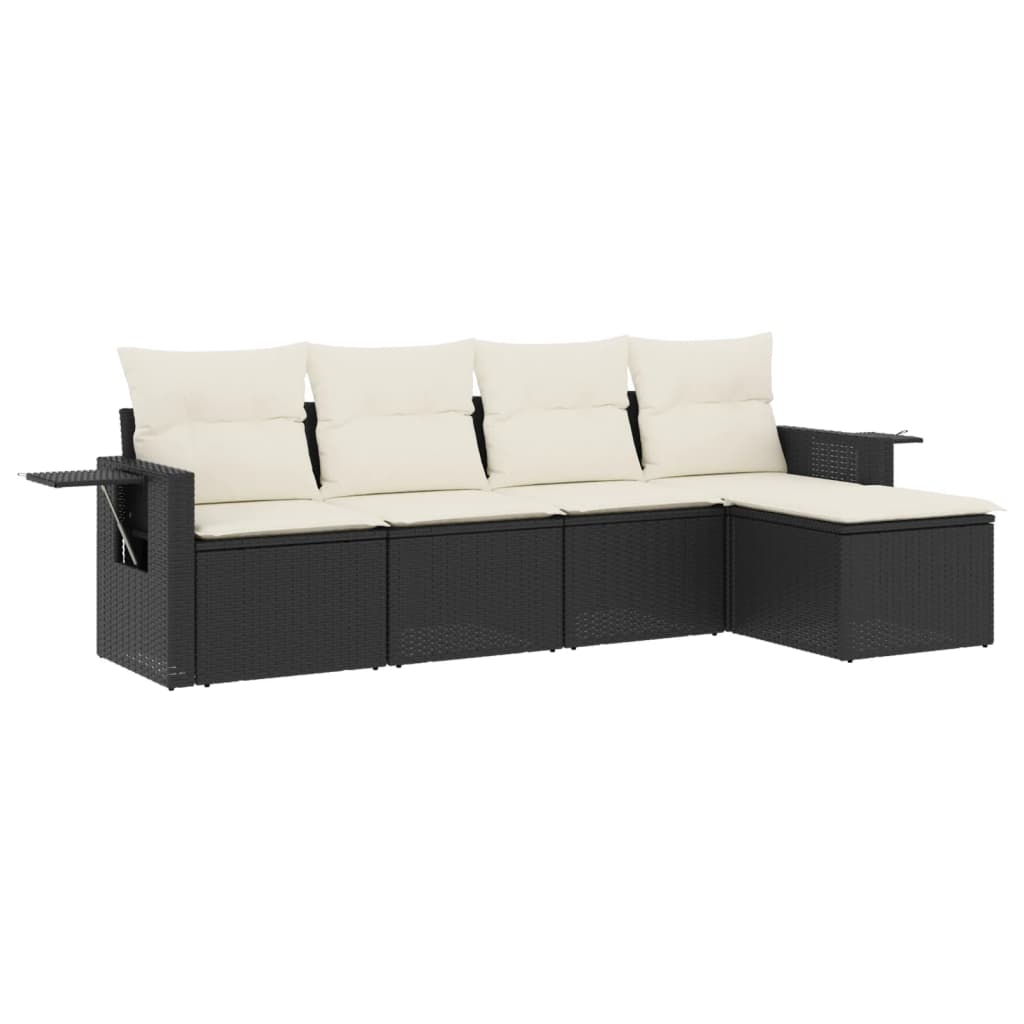 Set Divani da Giardino 5 pz con Cuscini in Polyrattan Nero 3252423