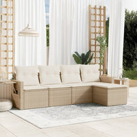 Set Divano da Giardino 5 pz con Cuscini Beige in Polyrattan 3252425