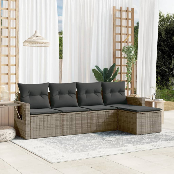 Set Divano da Giardino 5 pz con Cuscini Grigio in Polyrattan 3252427