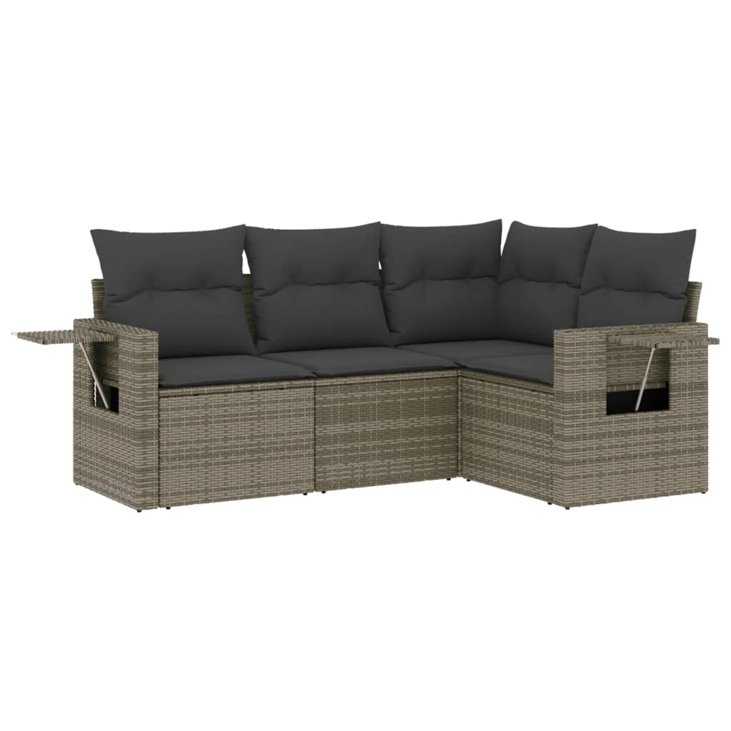 Set Divani da Giardino 4 pz con Cuscini in Polyrattan Grigio 3252447