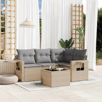 Set Divano da Giardino 5 pz con Cuscini Beige in Polyrattan 3252456