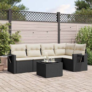 Set Divano da Giardino 6 pz con Cuscini Nero in Polyrattan 3252473