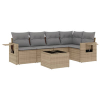 Set Divano da Giardino 6 pz con Cuscini Beige in Polyrattan 3252476