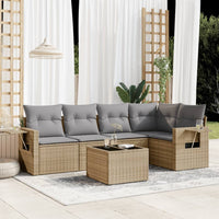 Set Divano da Giardino 6 pz con Cuscini Beige in Polyrattan 3252476