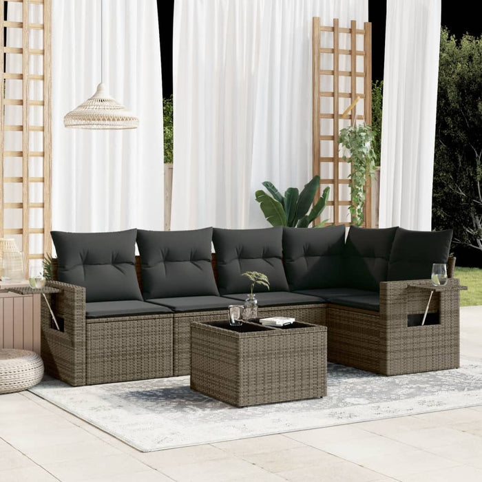 Set Divano da Giardino 6 pz con Cuscini Grigio in Polyrattancod mxl 90296