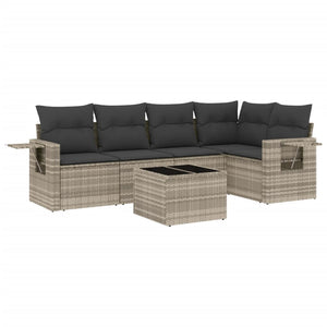 Set Divano da Giardino 6pz con Cuscini Grigio Chiaro Polyrattan 3252479