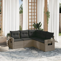 Set Divano da Giardino 5 pz con Cuscini Grigio in Polyrattan 3252487