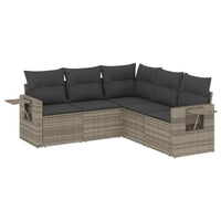 Set Divano da Giardino 5pz con Cuscini Grigio Chiaro Polyrattan 3252489