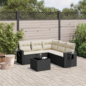 Set Divano da Giardino 6 pz con Cuscini Nero in Polyrattan 3252493