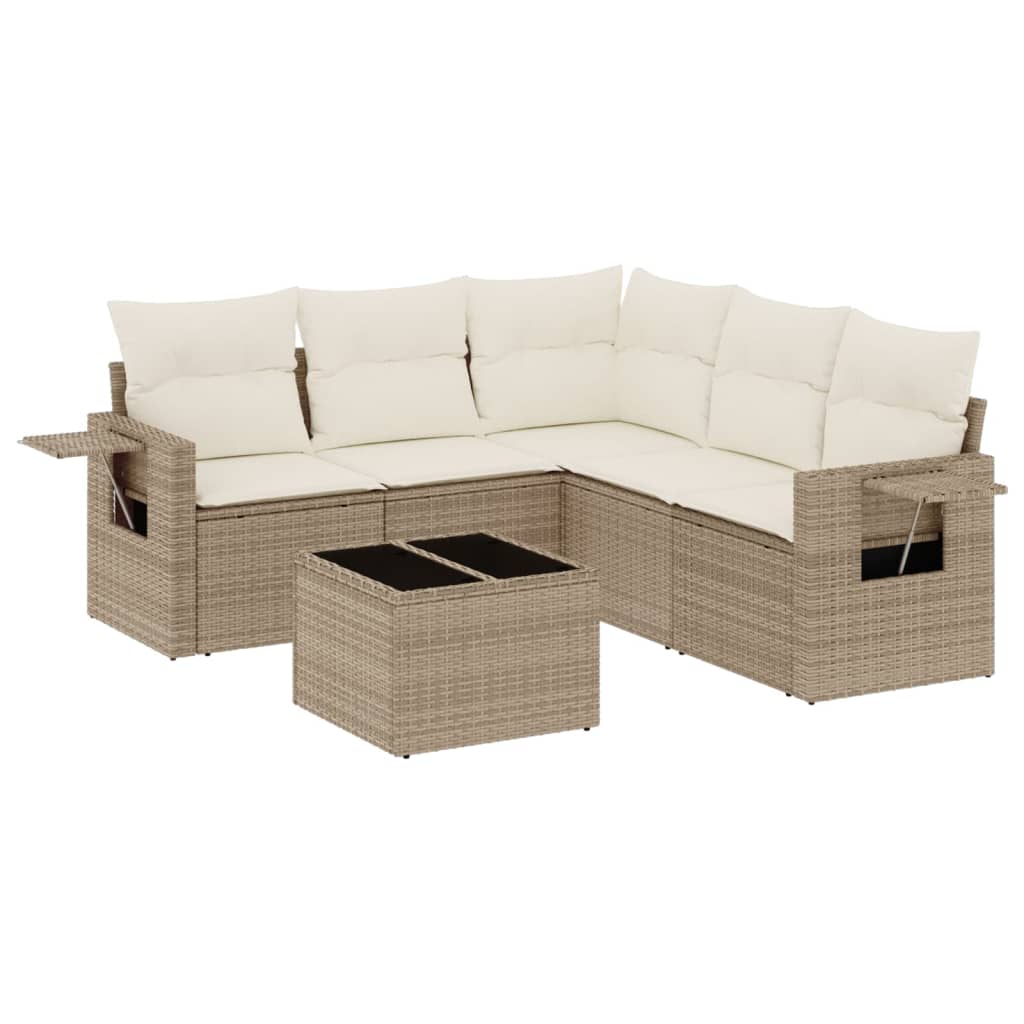 Set Divano da Giardino 6 pz con Cuscini Beige in Polyrattancod mxl 112854