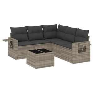 Set Divano da Giardino 6pz con Cuscini Grigio Chiaro Polyrattan 3252499