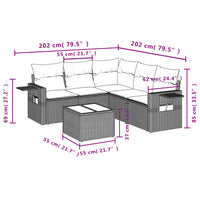 Set Divano da Giardino 6pz con Cuscini Grigio Chiaro Polyrattan 3252499