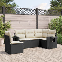 Set Divani da Giardino 5 pz con Cuscini in Polyrattan Nero 3252503