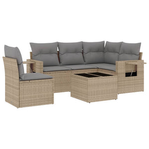 Set Divano da Giardino 6 pz con Cuscini Beige in Polyrattan 3252516