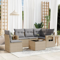 Set Divano da Giardino 6 pz con Cuscini Beige in Polyrattan 3252516