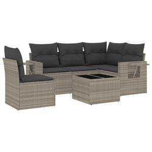 Set Divano da Giardino 6pz con Cuscini Grigio Chiaro Polyrattan 3252519