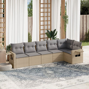 Set Divano da Giardino 6 pz con Cuscini Beige in Polyrattan 3252526