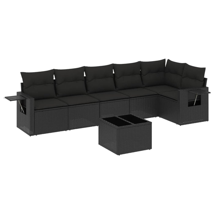 Set Divani da Giardino con Cuscini 7pz Nero Polyrattancod mxl 91172