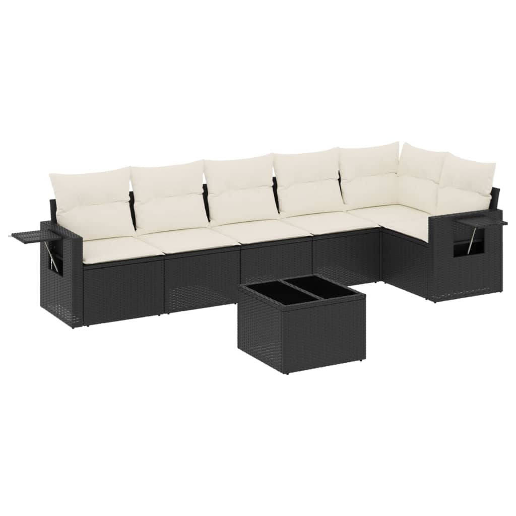 Set Divani da Giardino con Cuscini 7pz Nero Polyrattancod mxl 112857