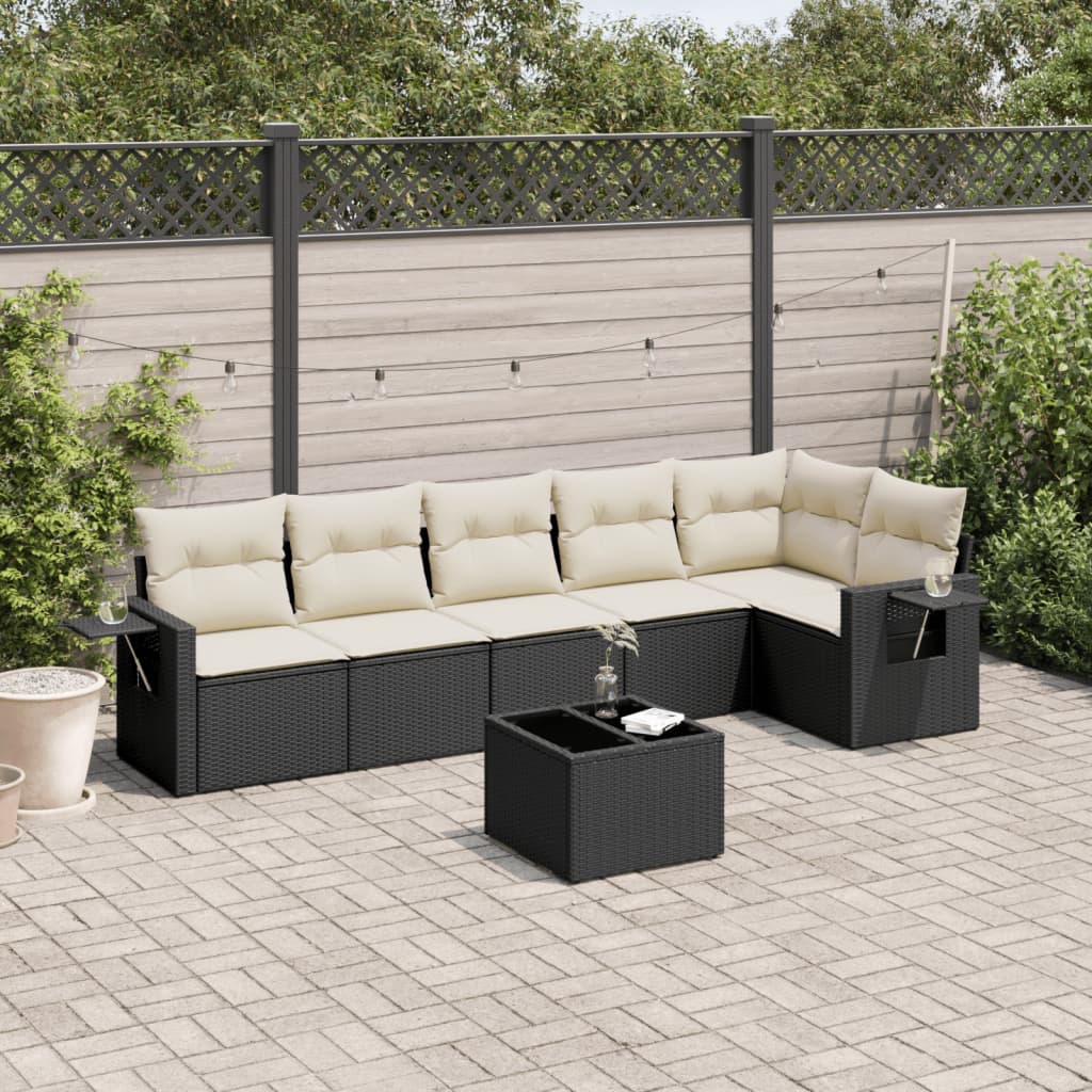 Set Divani da Giardino con Cuscini 7pz Nero Polyrattancod mxl 112857