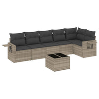 Set Divani da Giardino 7pz con Cuscini Grigio Chiaro Polyrattan 3252539