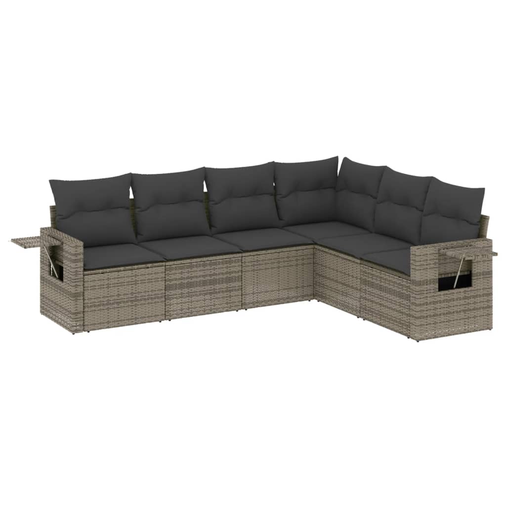 Set Divano da Giardino 6 pz con Cuscini Grigio in Polyrattan 3252547