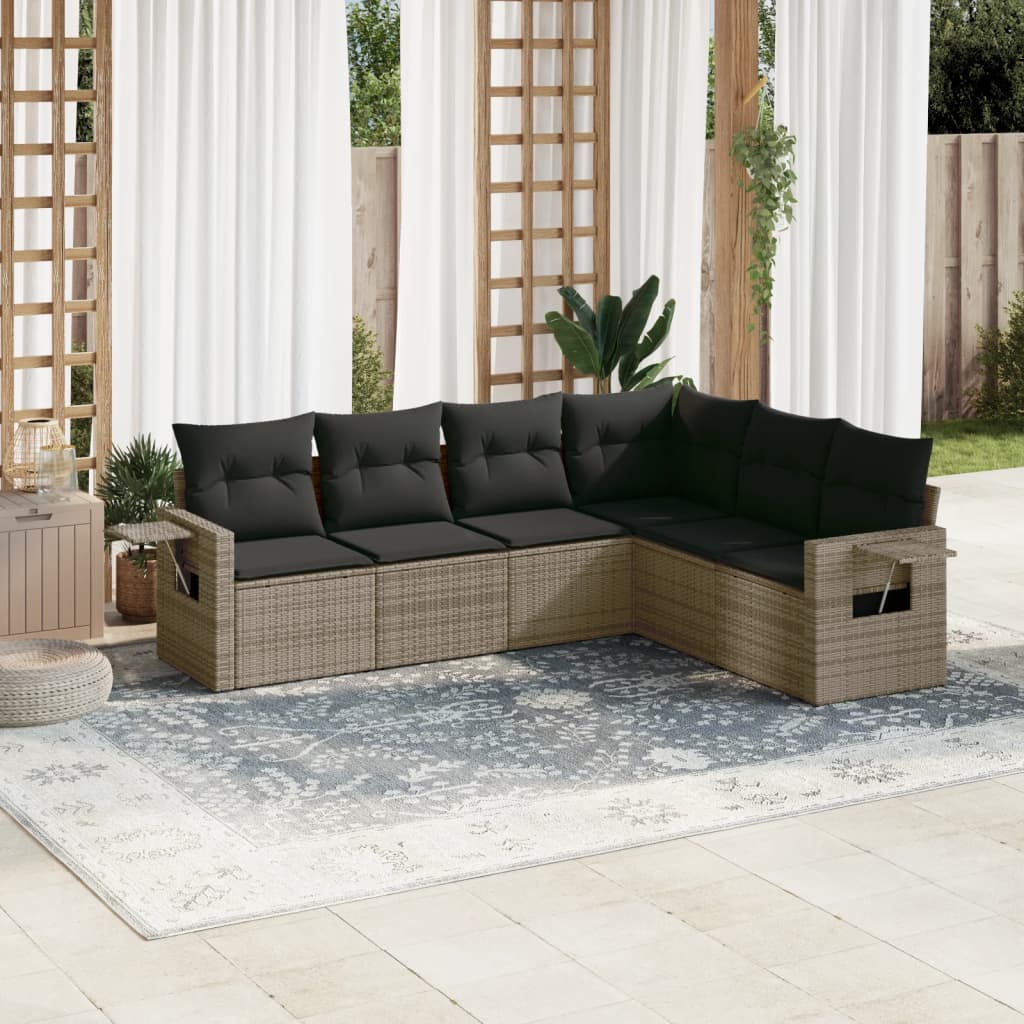 Set Divano da Giardino 6 pz con Cuscini Grigio in Polyrattancod mxl 88291